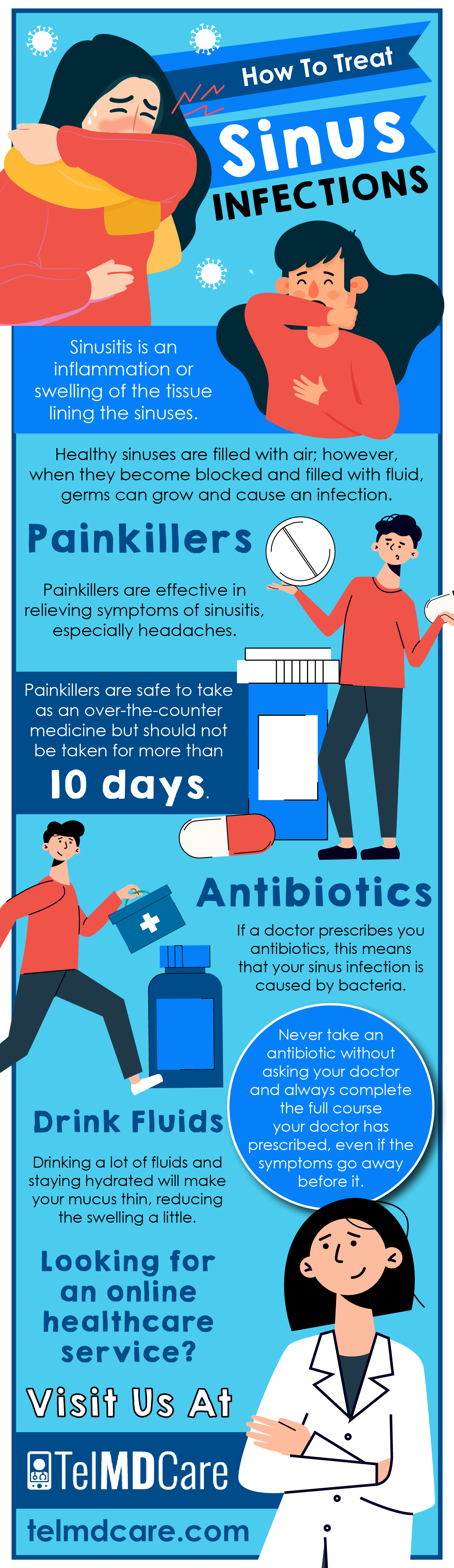 Illustration of women treating sinus infection